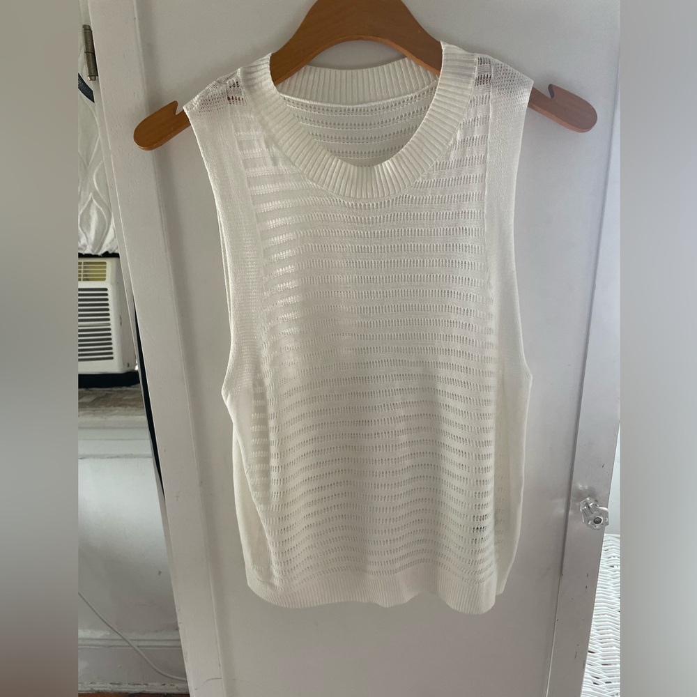 Sheer White Knit Tank Top